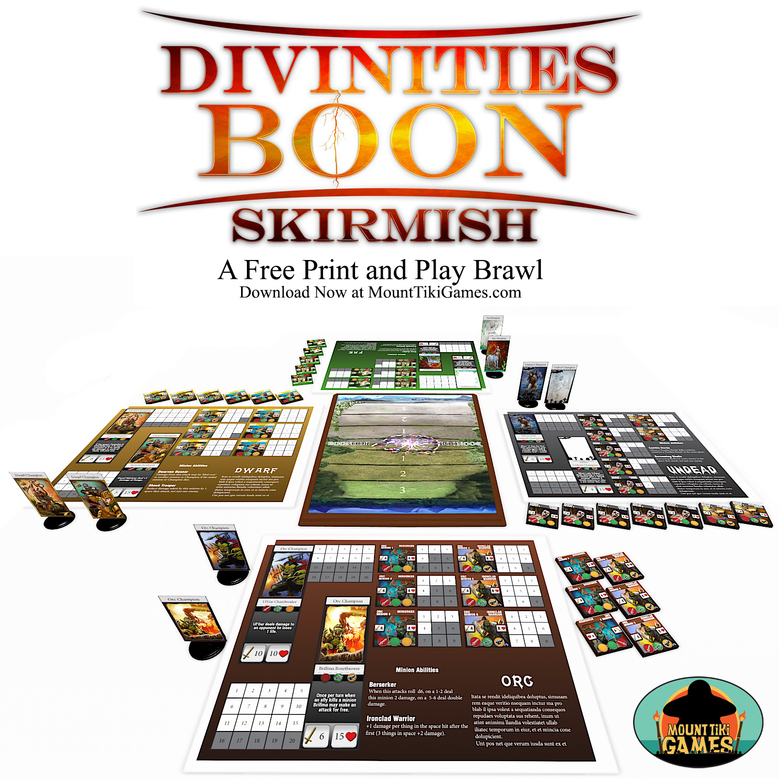 Divinities Boon: Skirmish - A Free Print and Play Board Game